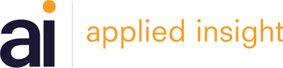 Logo for Applied Insight, displaying the initials 'ai' in dark text with an orange dot above the 'i' and the words 'applied insight' in orange.