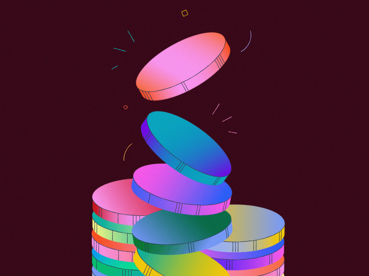 An illustration featuring stacks of colorful coins, representing wealth management and financial concepts.