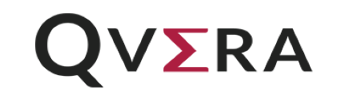 Qvera company logo with black and red text on a transparent background.