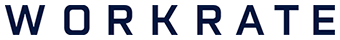 Workrate logo in dark blue text on a transparent background, formatted for AWS Marketplace, 340x40 pixels.
