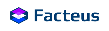 Facteus logo with a hexagon graphic in blue and purple colors, alongside the text 'Facteus'.