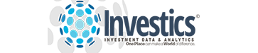 Investics logo in a horizontal layout with blue color scheme.