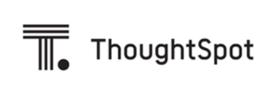 ThoughtSpot logo featuring a stylized "T" design with horizontal lines and a dot.
