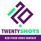 Logo for TwentyShots B2B Fixed Odds Fantasy, as featured on AWS Marketplace. The logo includes a geometric icon and the brand name 'TWENTYSHOTS' with the tagline 'B2B FIXED ODDS FANTASY' underneath.