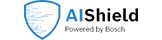 "AI Shield logo featuring a blue shield with digital patterns and text reading 'AI Shield'."