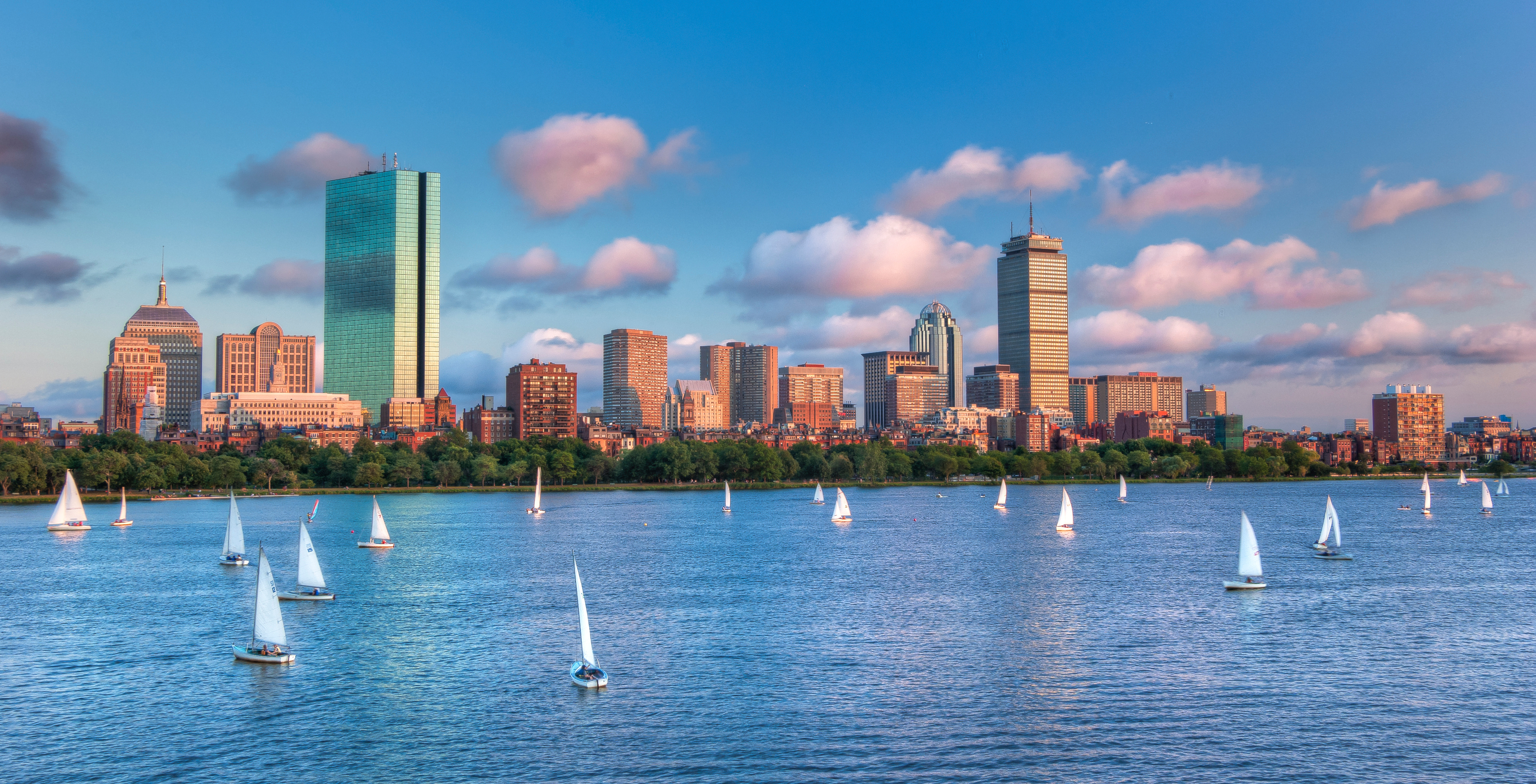 Panoramic View of theBoston Skyline Across the Charles River Basin 