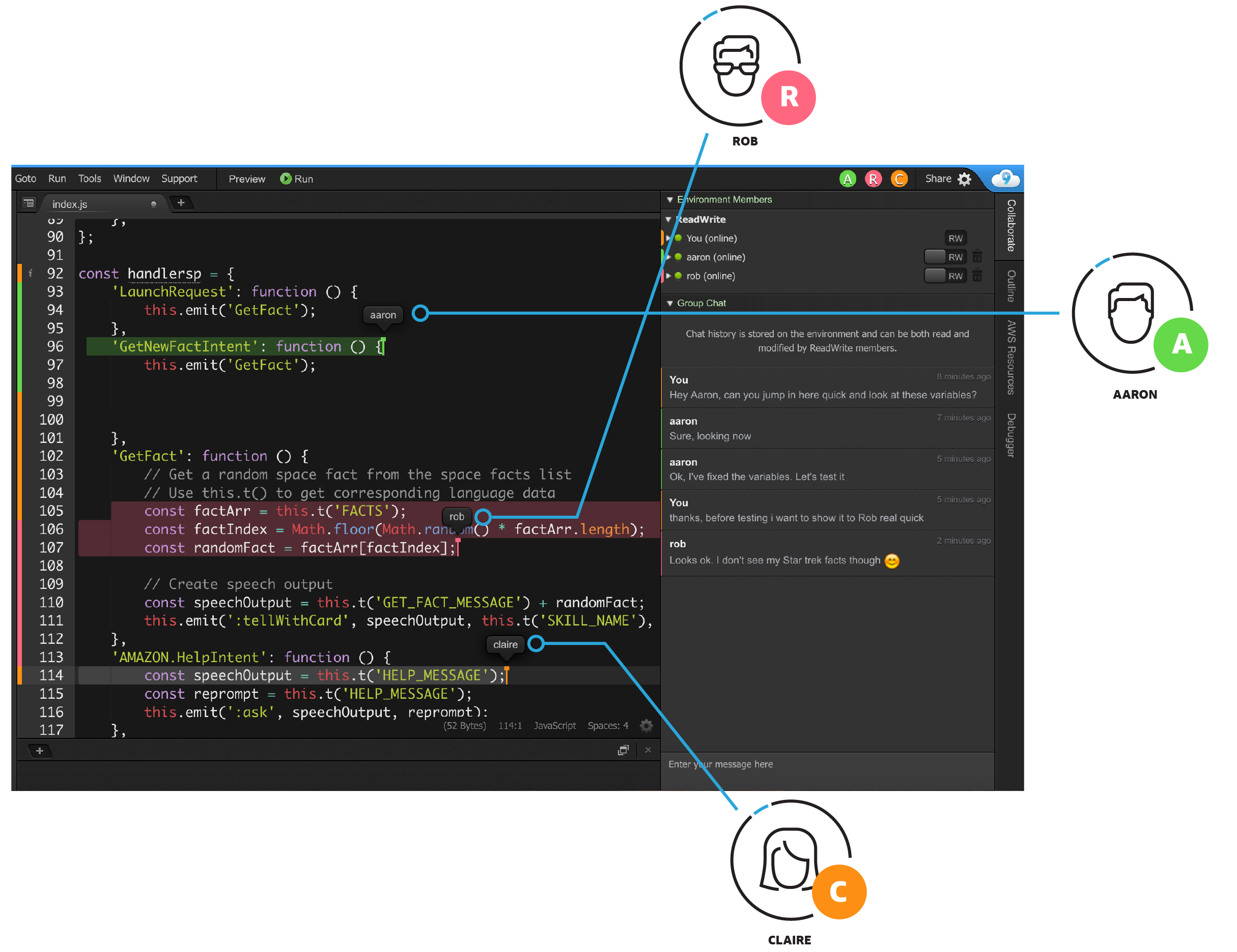 Const function js. JAVASCRIPT ide. Cloud9 ide. Google web based ide.