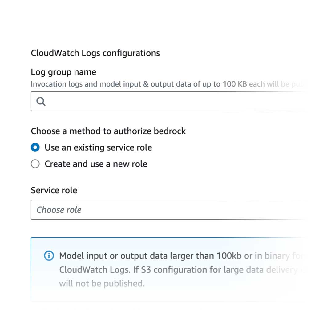 Ein Dialogfeld für die Konfiguration der CloudWatch-Protokolle wird auf dem Bildschirm hervorgehoben