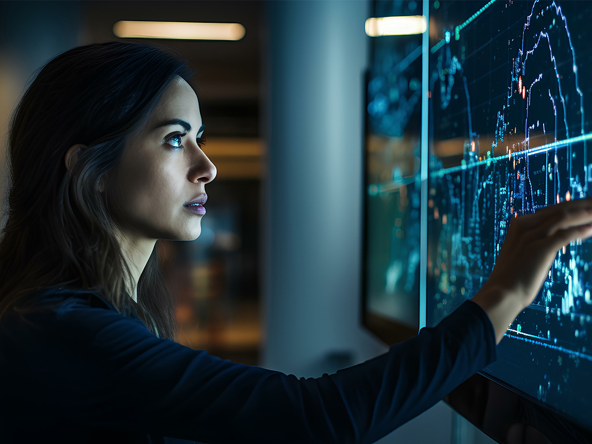 Person looking at a digital graph on a screen