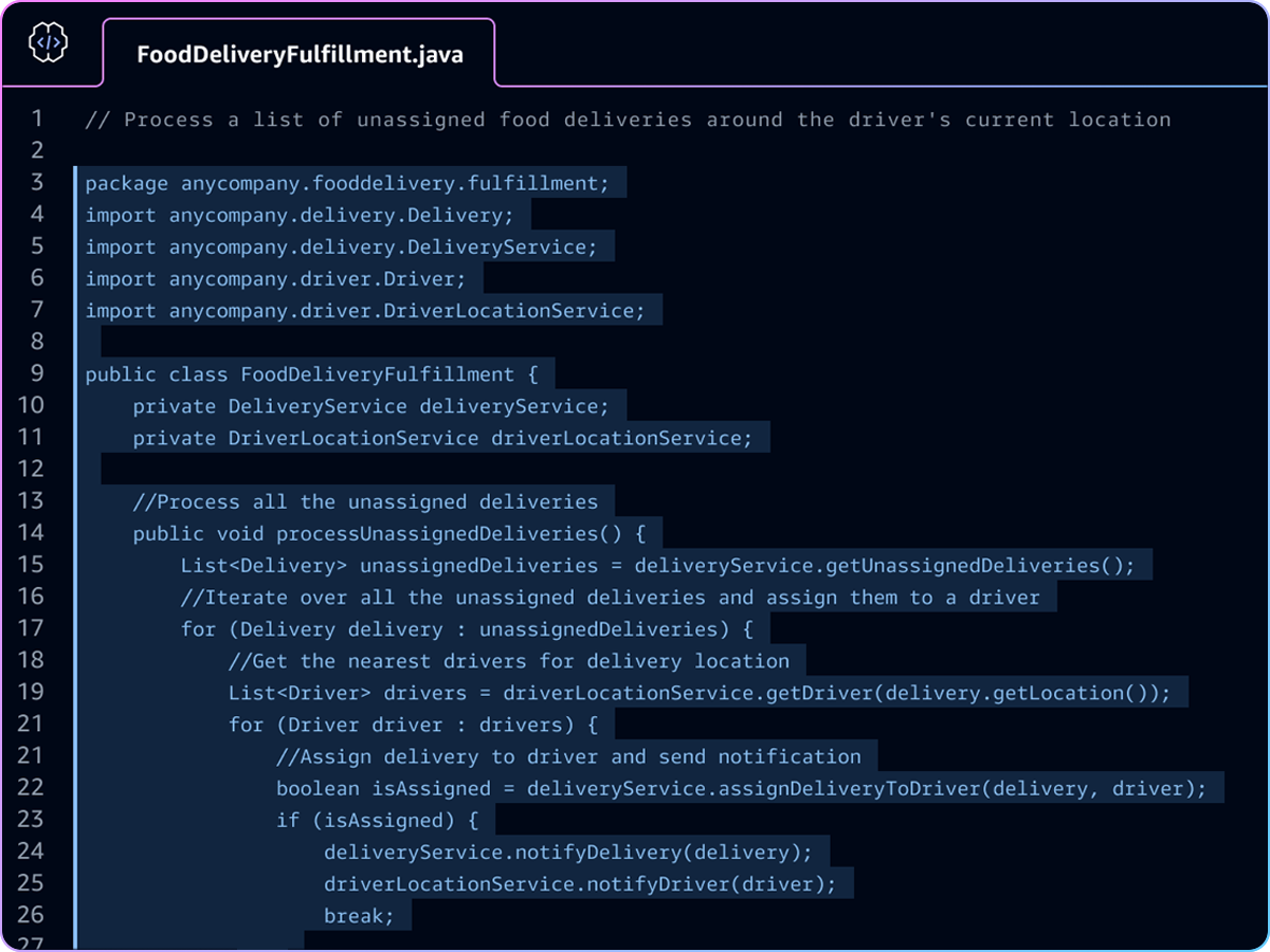 capture d’écran des recommandations de code personnalisées