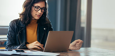 Woman working at laptop