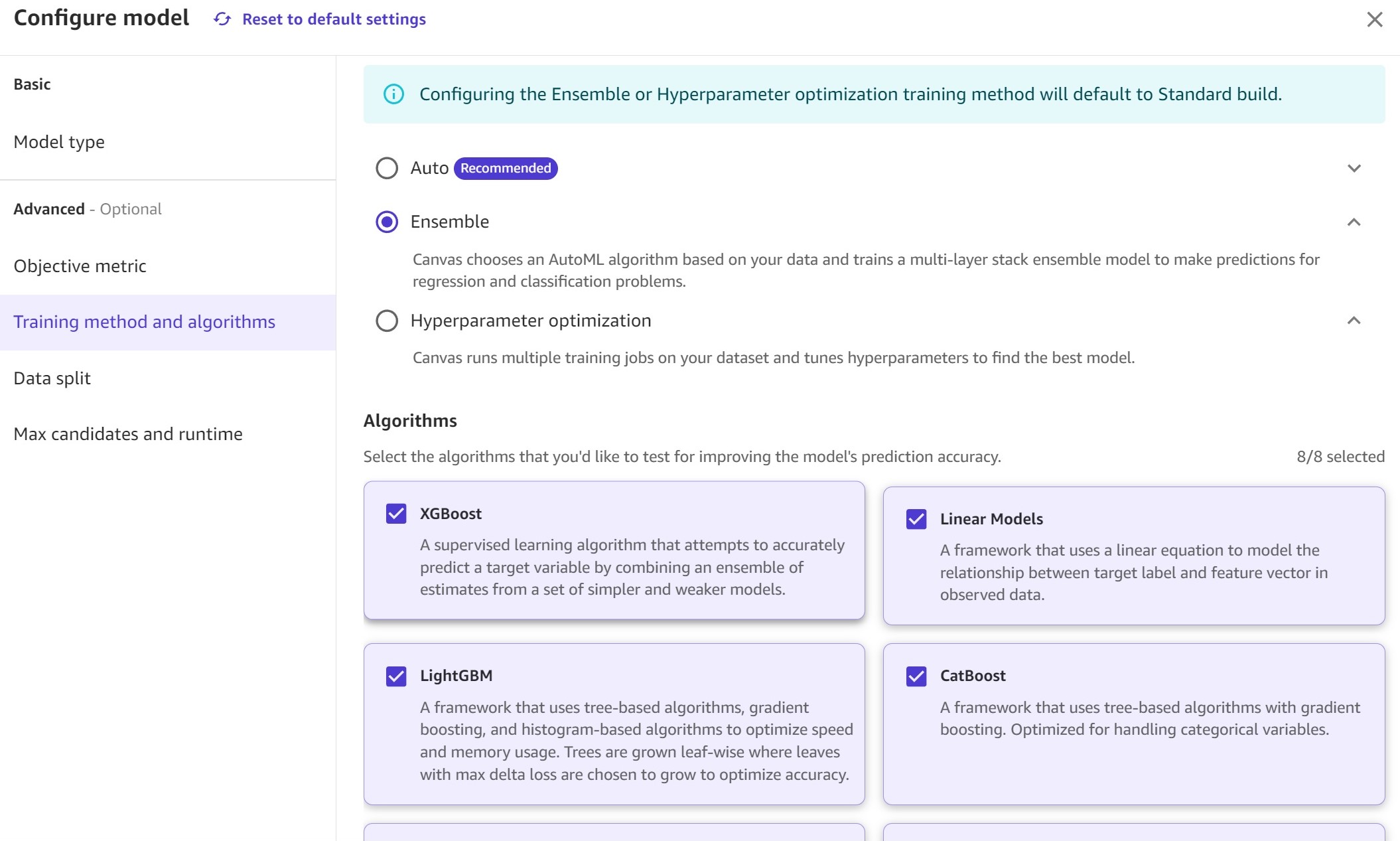 Customizable autoML journey