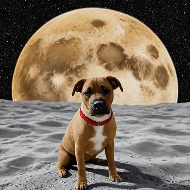 Ron le chien sur la lune