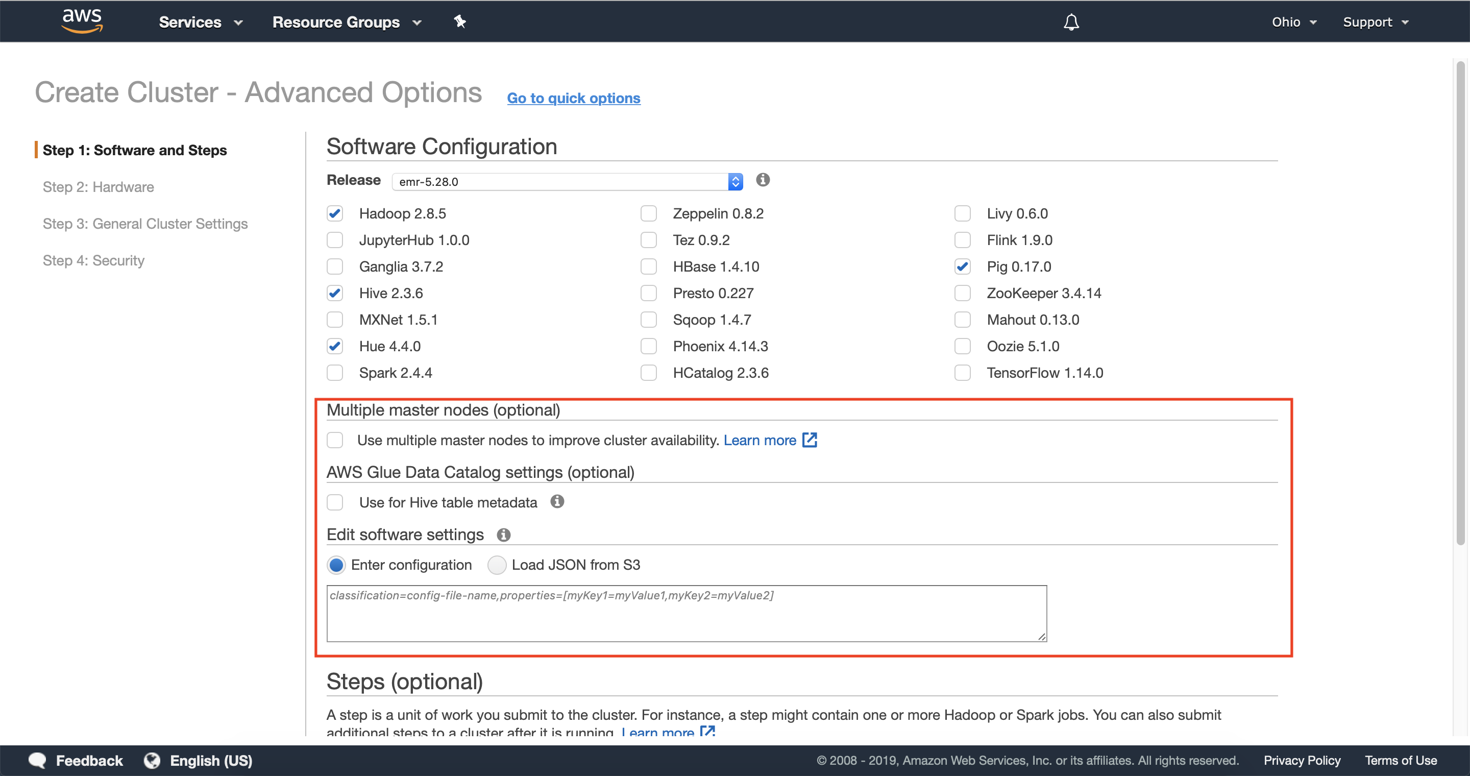 Enter required configuration information and files