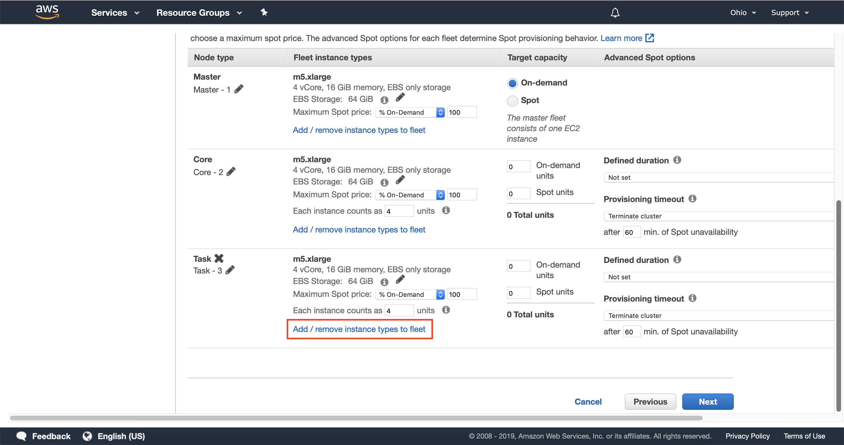 Add and remove instance types to fleet