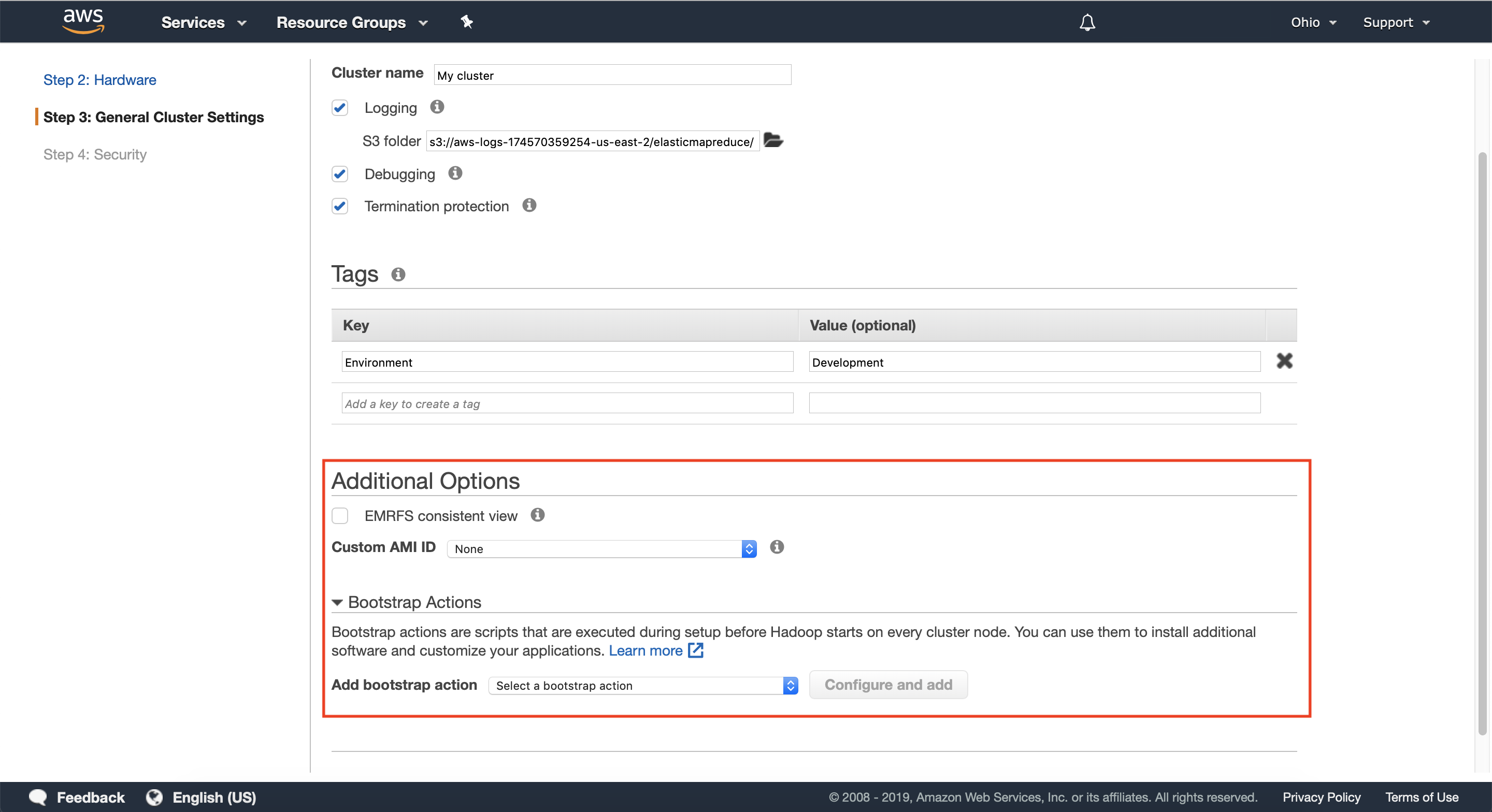 Configure additional options