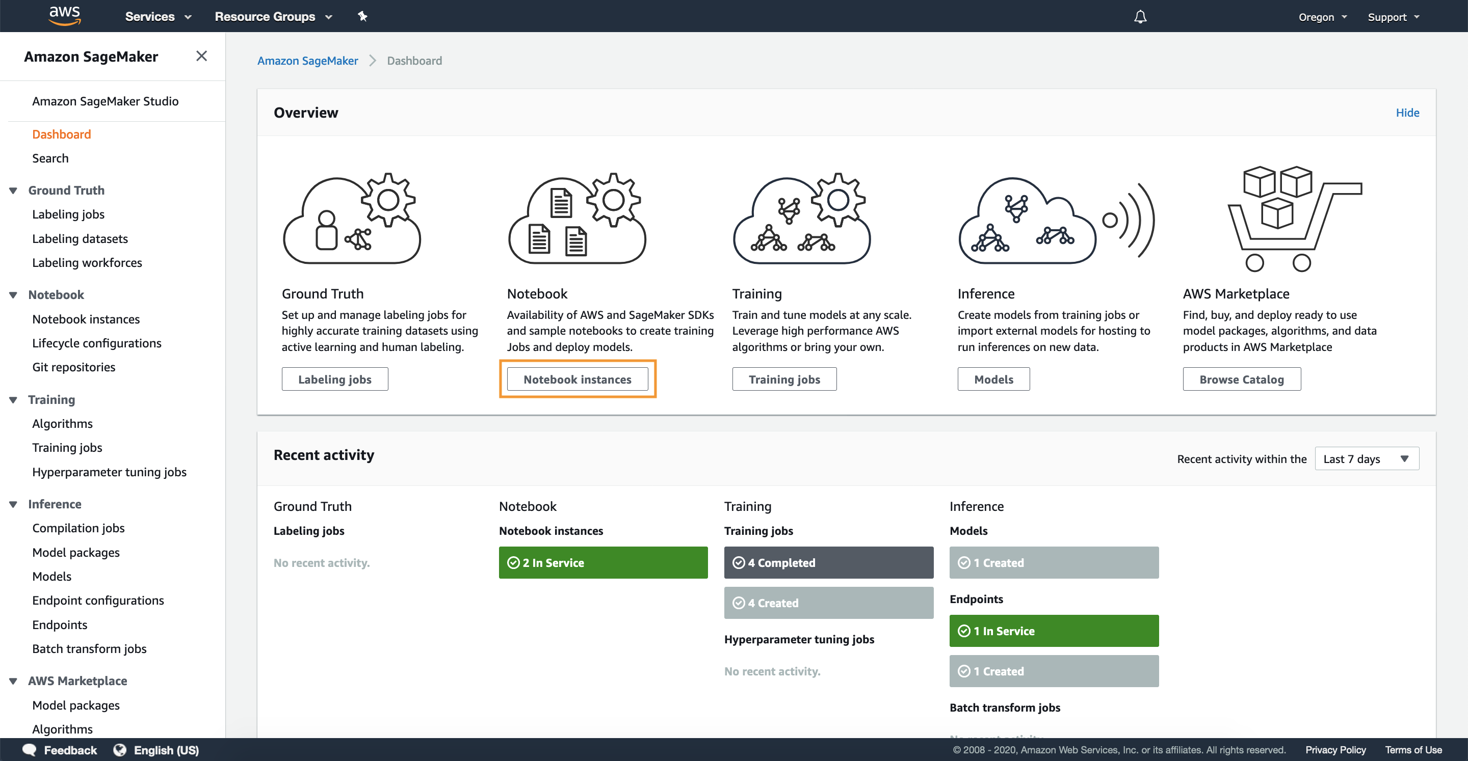 Select Notebook instances