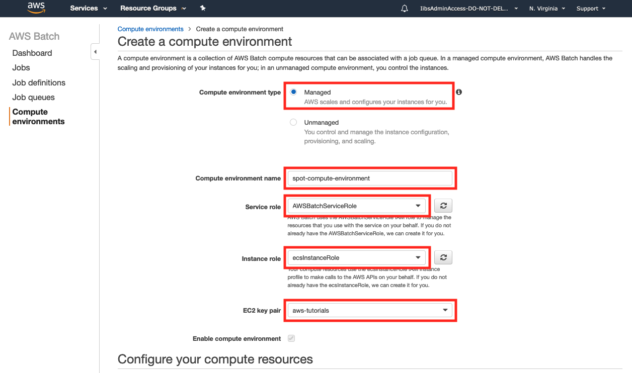 Create a compute environment