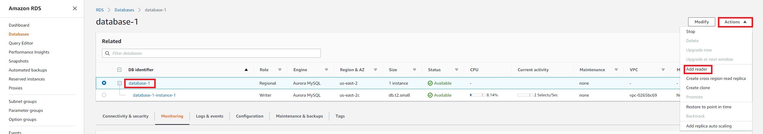 Create A High Availability Database Cluster With Amazon Aurora