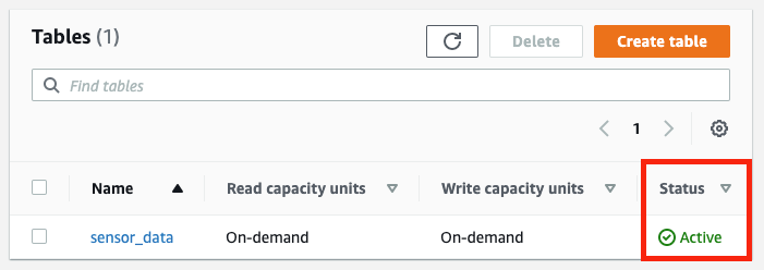 When your table is ready to use, its &quot;Status&quot; is &quot;Active&quot;