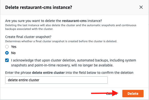 Choose &quot;Delete&quot; to confirm the deletion