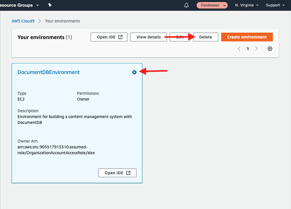 Delete your AWS Cloud9 development environment