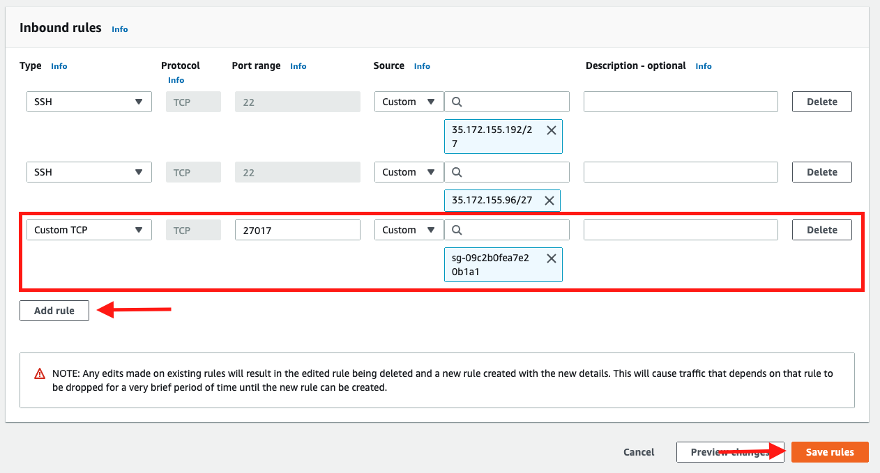 Add an inbound rule