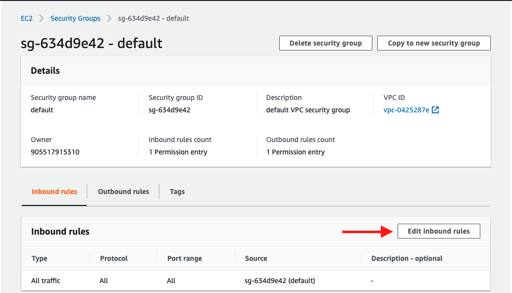 Choose &quot;Edit inbound rules&quot;