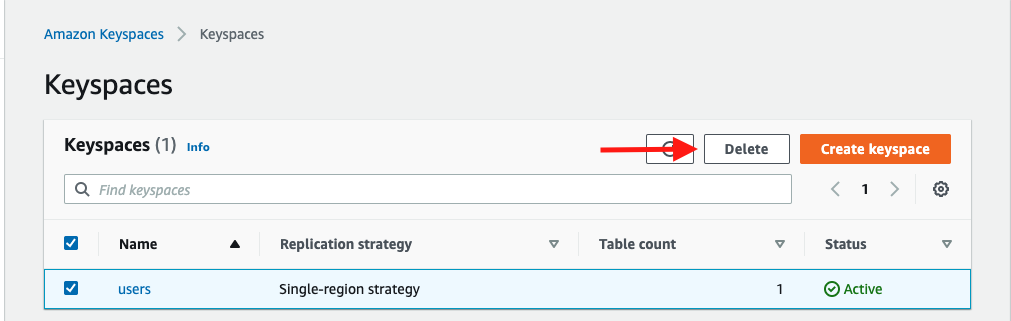 Delete your Amazon Keyspaces table and keyspace