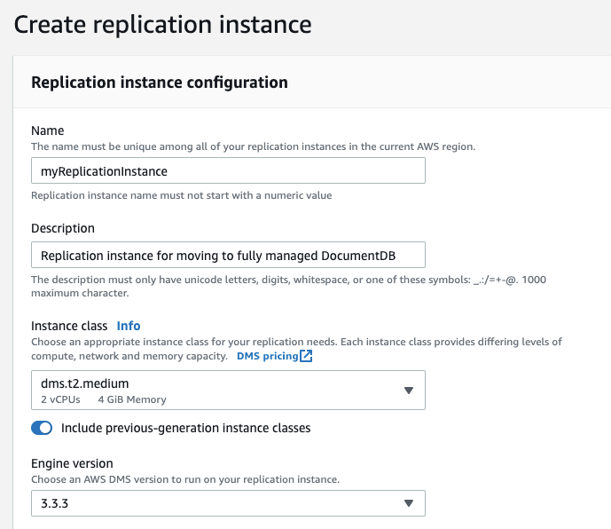 Configure your replication instance