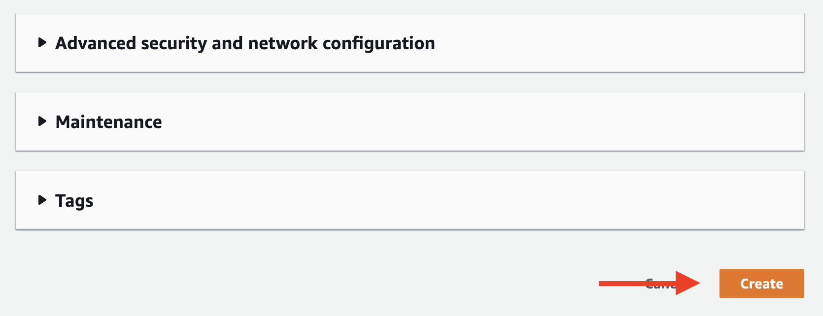 Choose &quot;Create&quot; to create your replication instance in AWS DMS