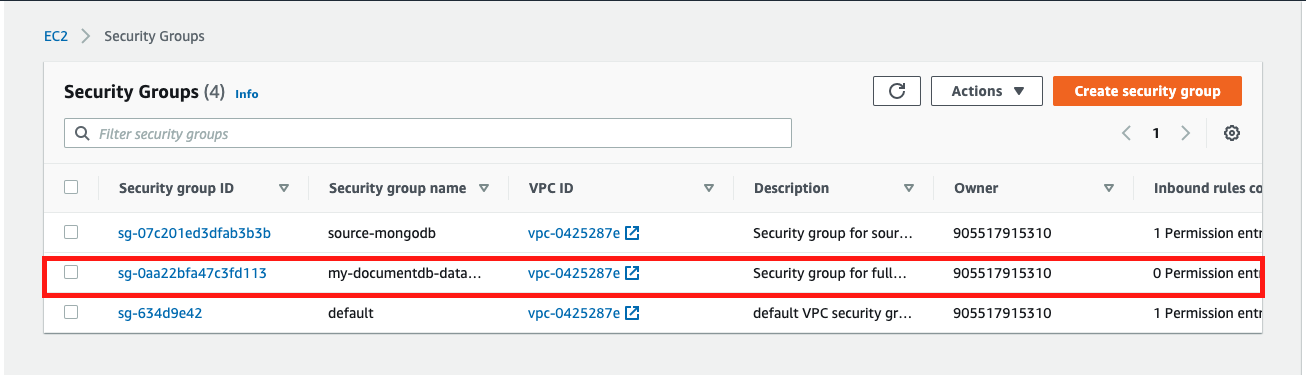 Add a rule to your security group to allow your replication instance to access your database