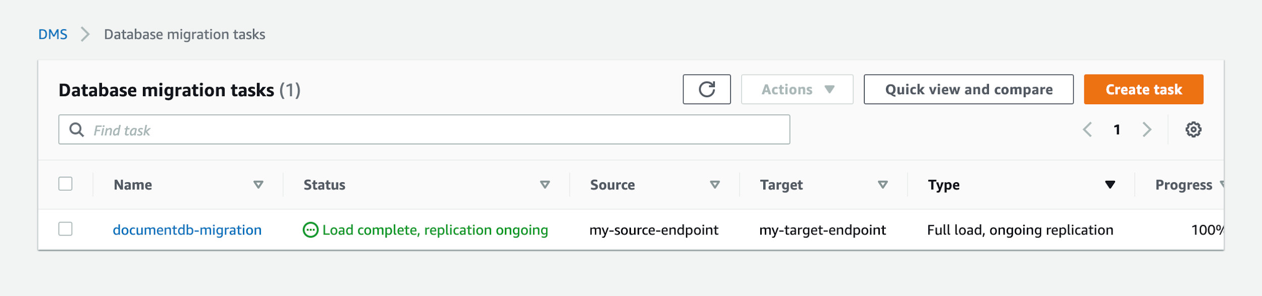 After the migration of existing data is complete, any updates to your source database are copied to your target database