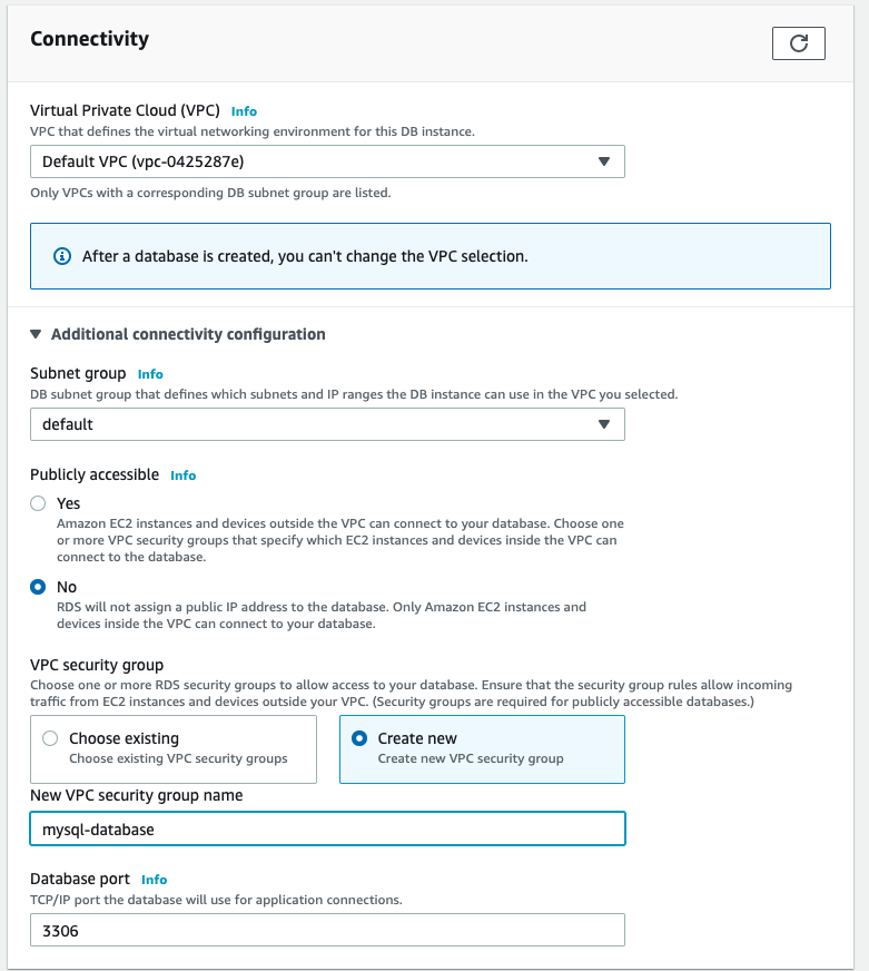 Specify connectivity details