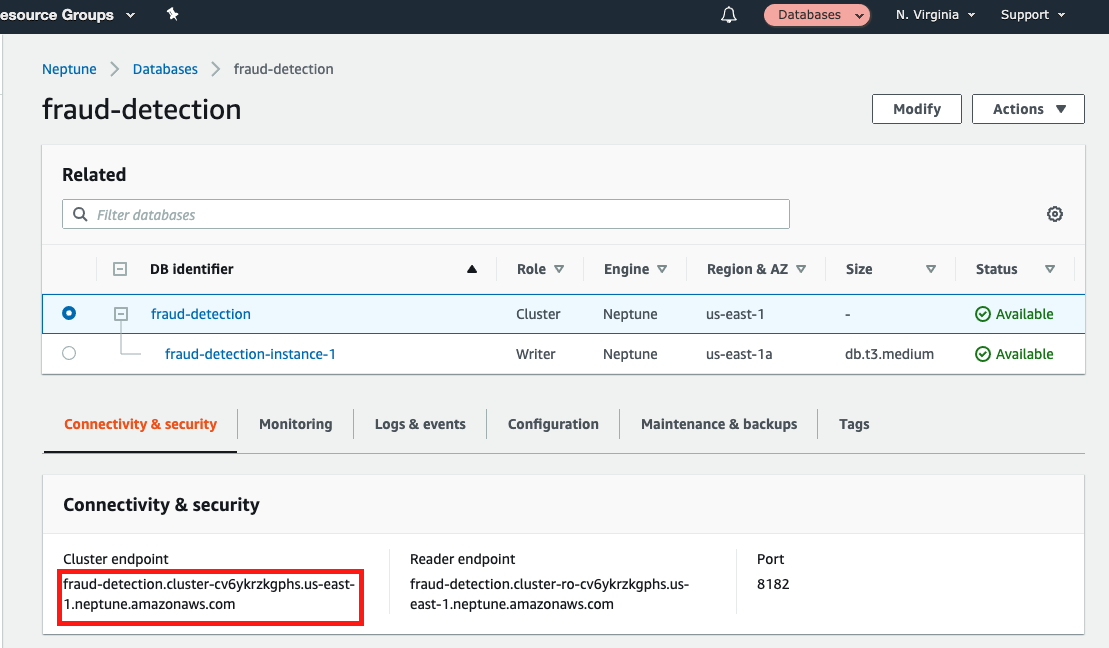 Copy the value of the &quot;Cluster endpoint&quot;