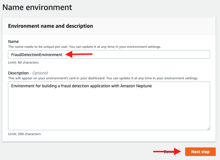 Give your environment a name and description