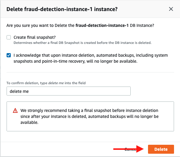 Choose &quot;Delete&quot; to confirm the deletion