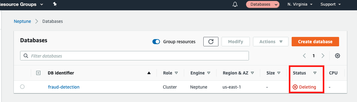 Neptune deletes your &quot;Cluster&quot; instance as well