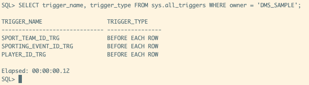 When you run this command, you should see that there are three triggers configured in your database