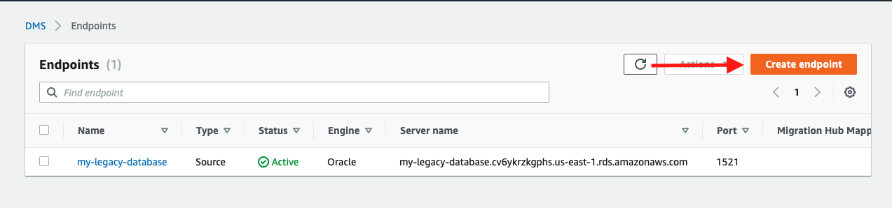 In the &quot;Endpoints&quot; section, choose &quot;Create endpoint&quot; again