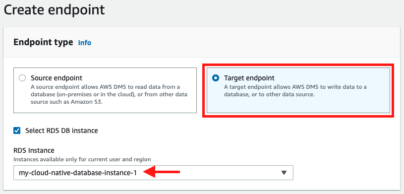 Create a target endpoint