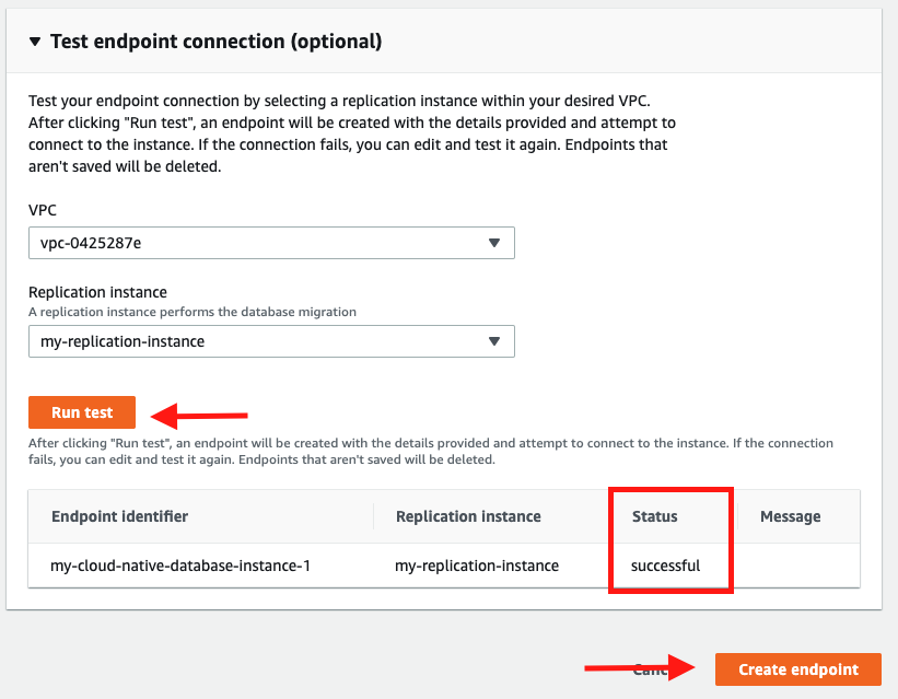 If you configured your security group access correctly, you should have a &quot;successful&quot; connection