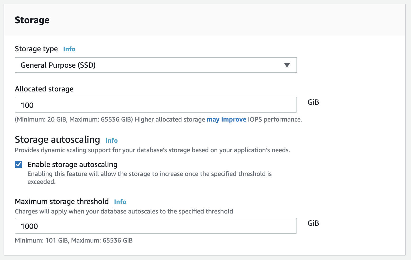 Configure the storage options for your Amazon RDS database