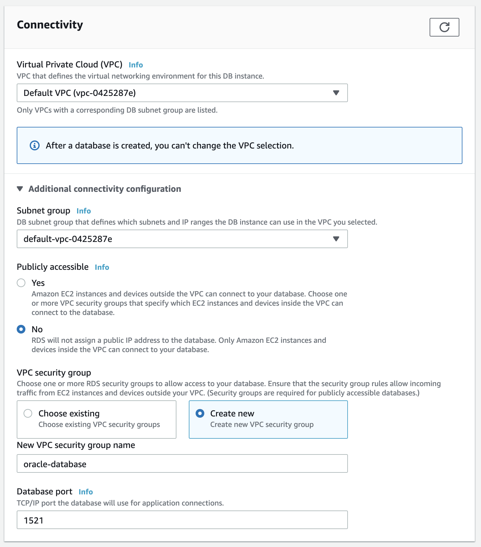 Specify connectivity details