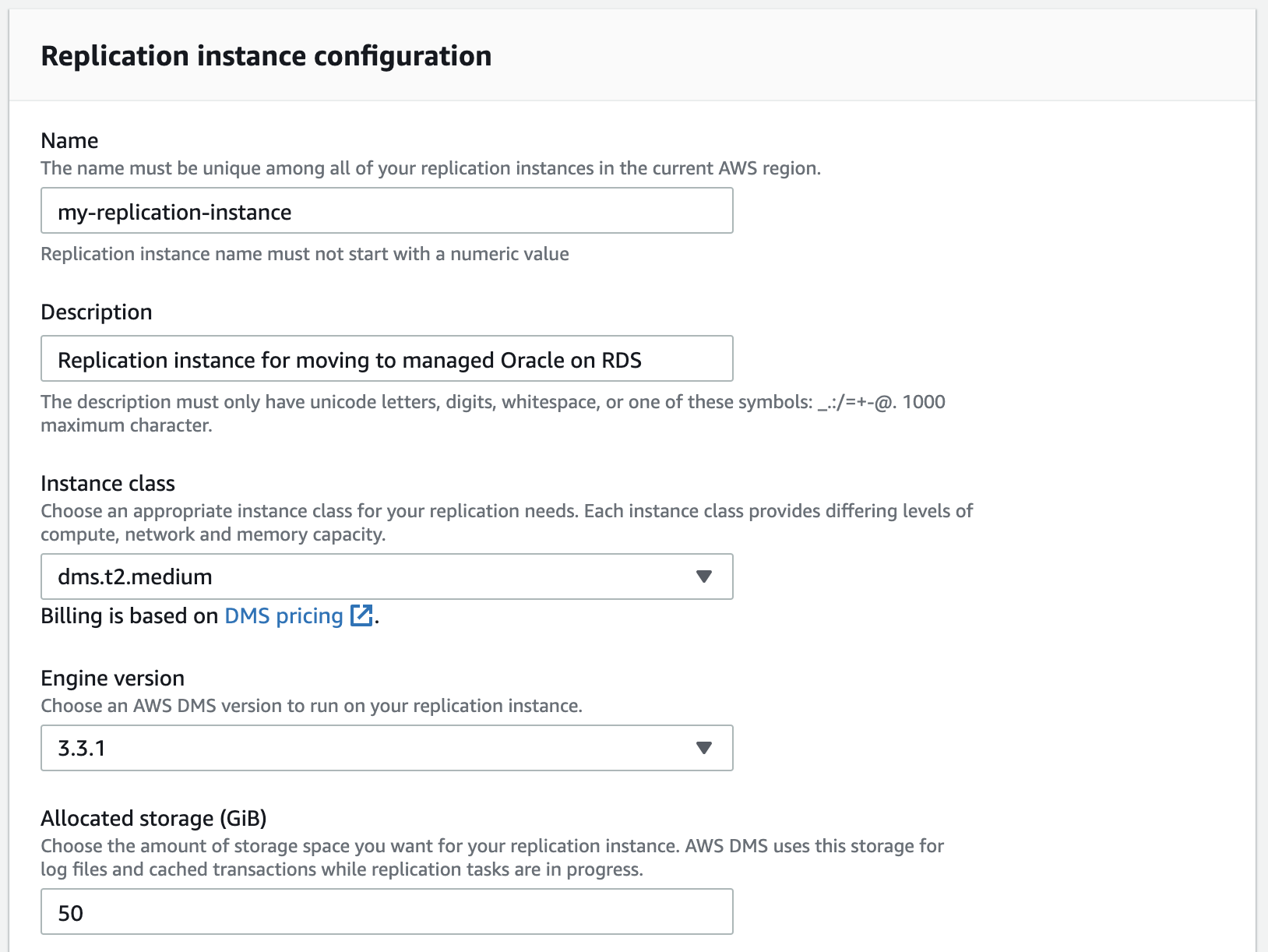 Configure your replication instance