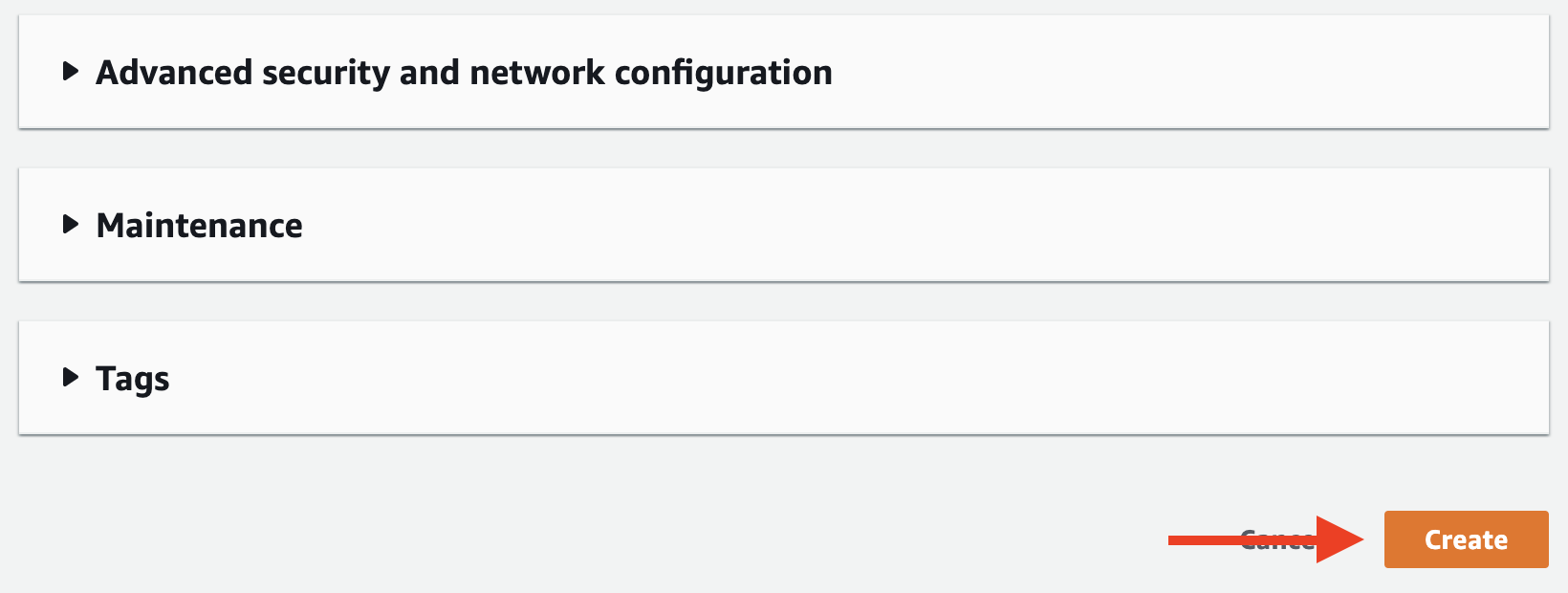 Choose &quot;Create&quot; to create your replication instance in AWS DMS