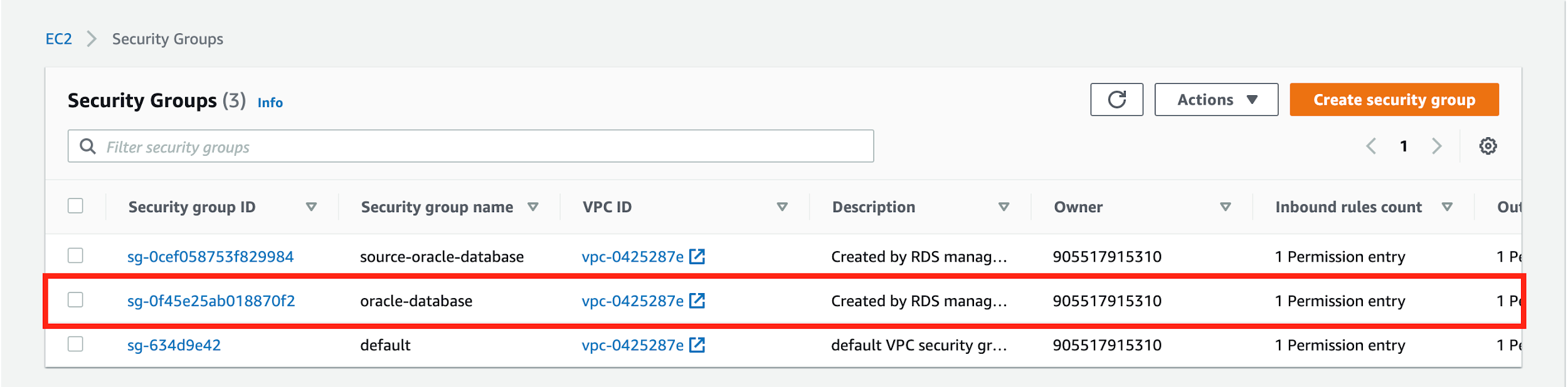 Add a rule to your security group to allow your replication instance to access your database