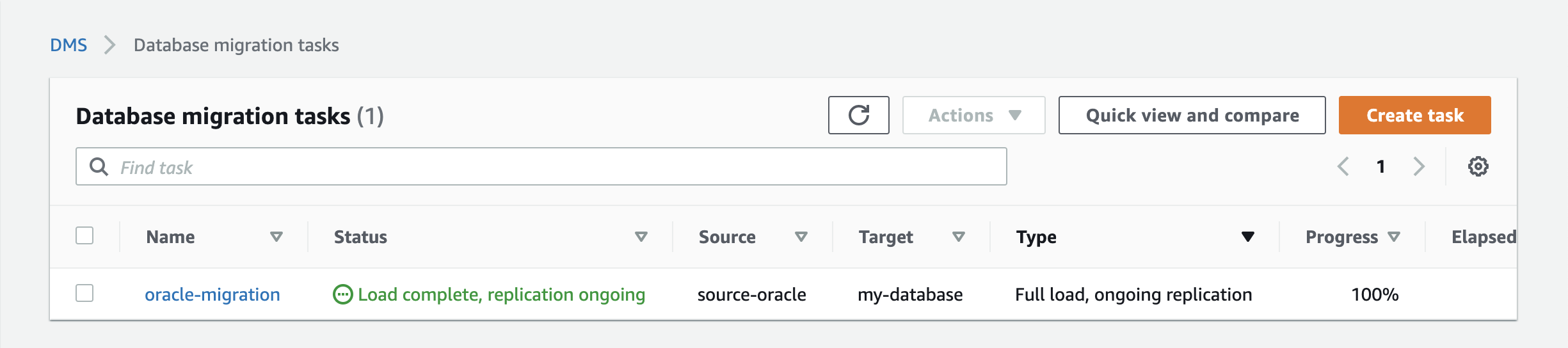 After the migration of existing data is complete, any updates to your source database are copied to your target database