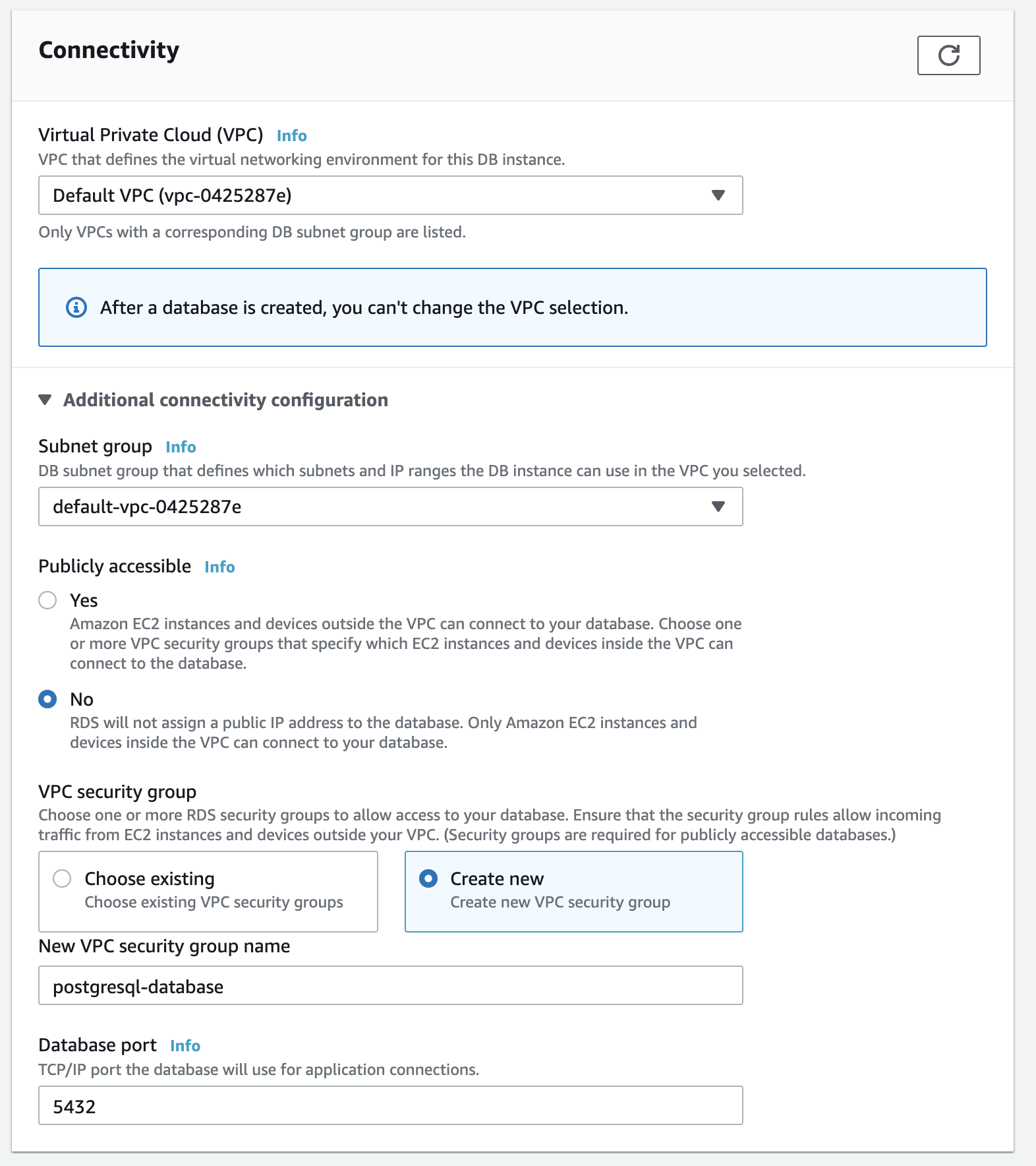 Specify connectivity details