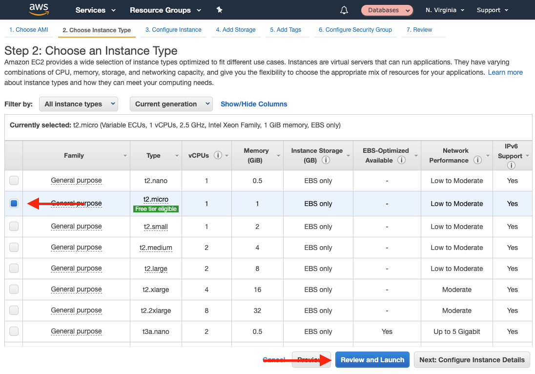 Choose the instance type for your Amazon EC2 instance